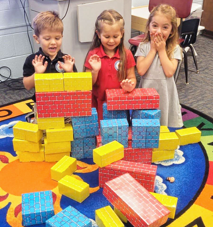 Children Playing with Building Blocks